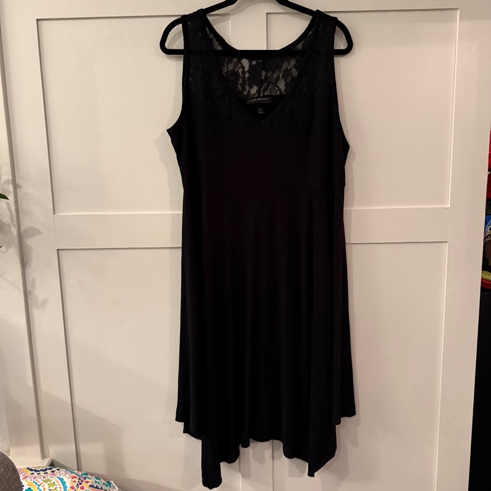 Lane Bryant Black Lace Asymmetrical Sleeveless Dress - 14/16